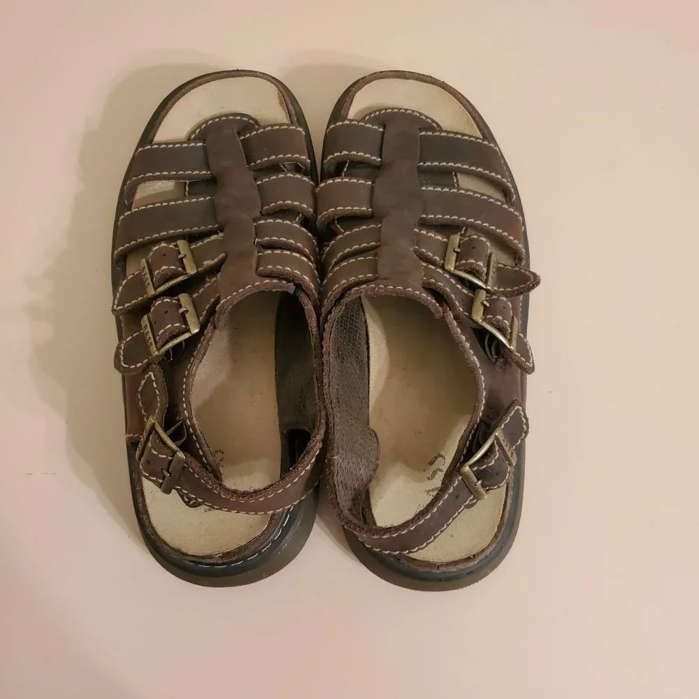 Bass 11 Brown Leather Fisherman Sandals Summer Chunky 90s Y2K Beach Grunge‎
